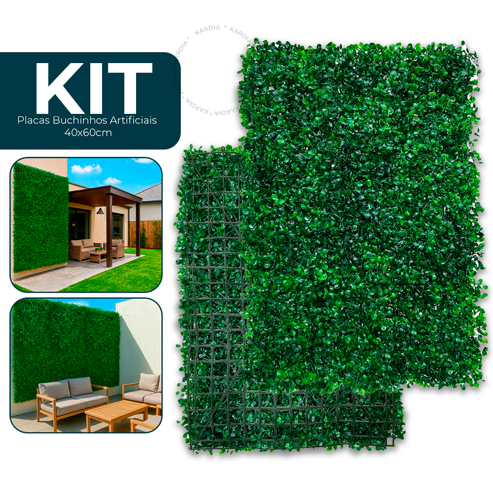 Placas Buchinhos 40x60 Grama Artificial Jardim Vertical Parede Verde decoração Muro inglês