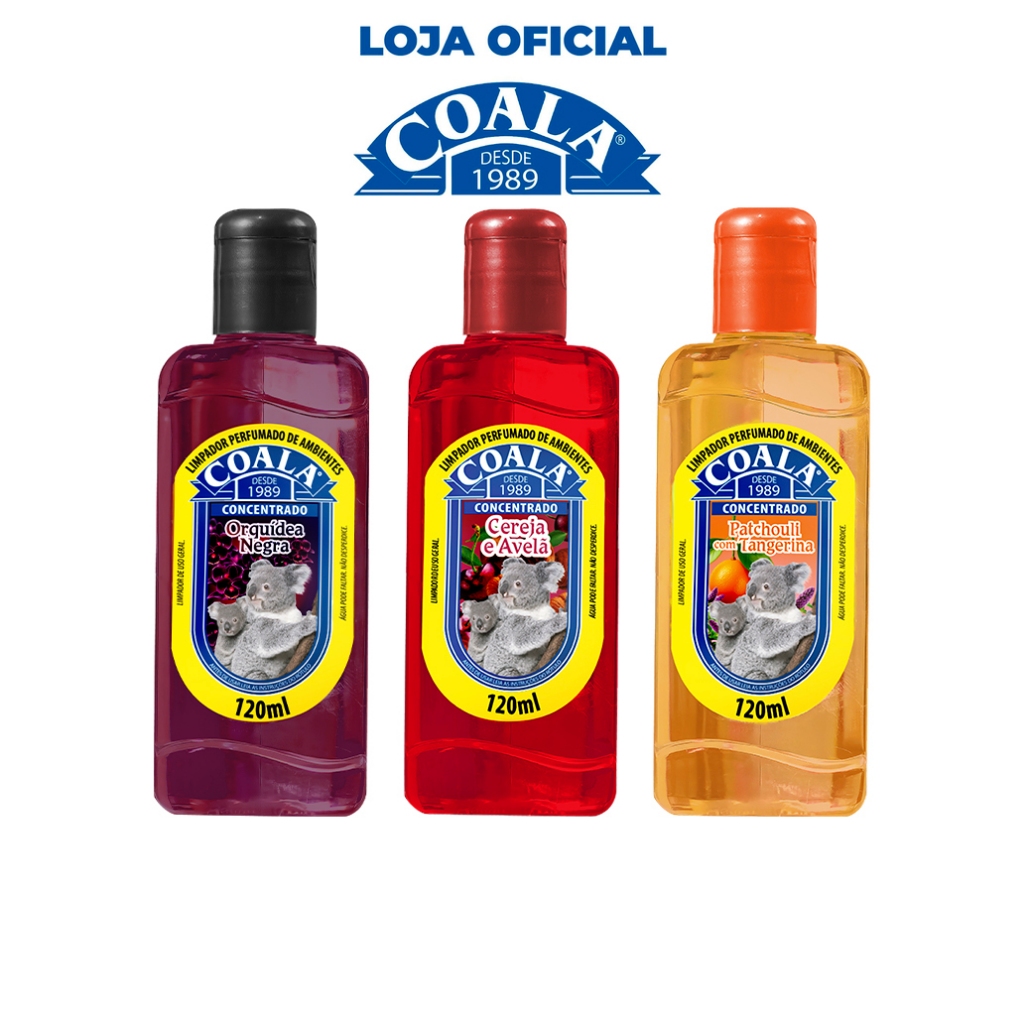 Coala Combo Limpadores 120 ml Orquídea Negra, Cereja e Avelã, Patchouli com Tangerina em Oferta na Shopee