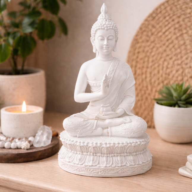 Imagem Estátua Buda Decorativa 15cm Diversas cores | Escultura Zen Feng Shui para Sala e Escritório Buddha