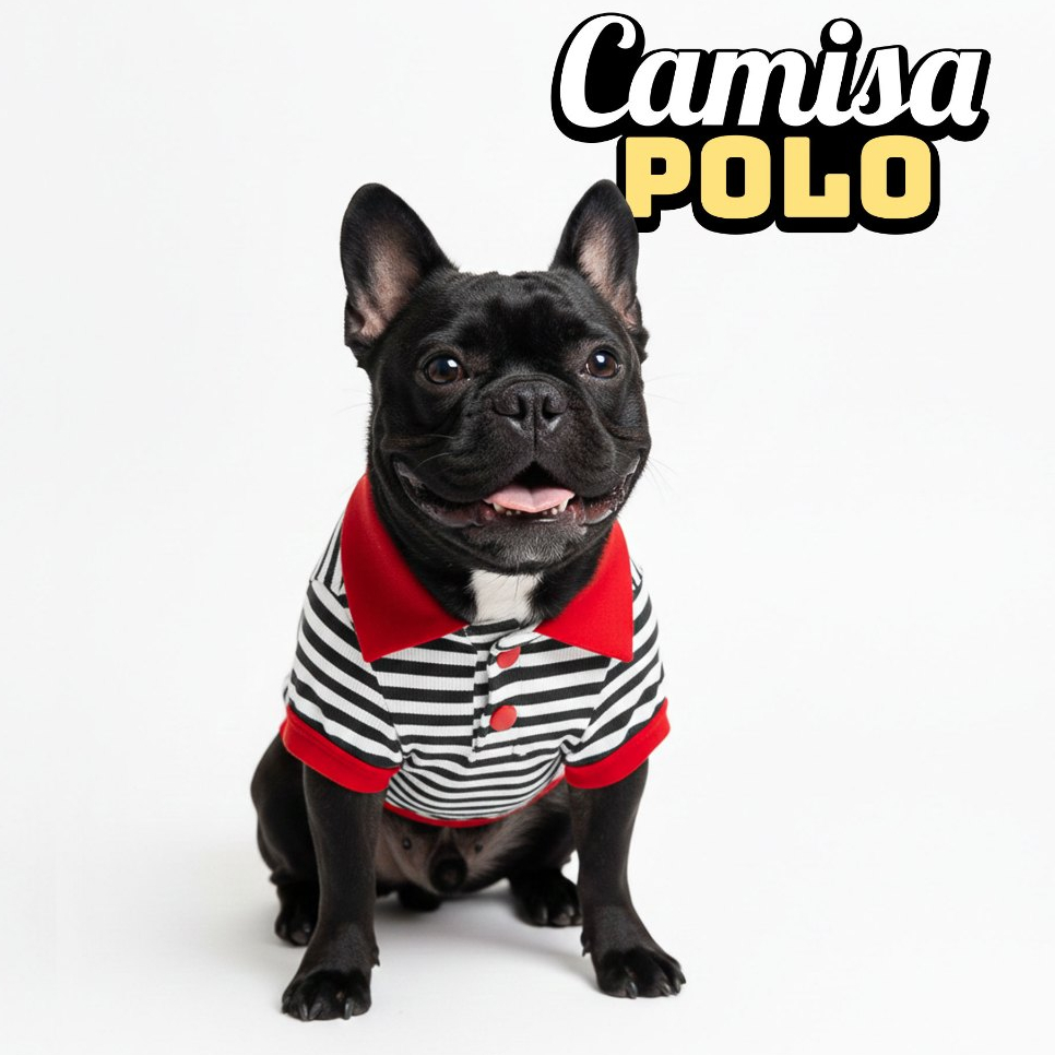 Camisa Polo Pet Listrada para Cachorro e Gato Confortável e Estilosa | Mel & Bob