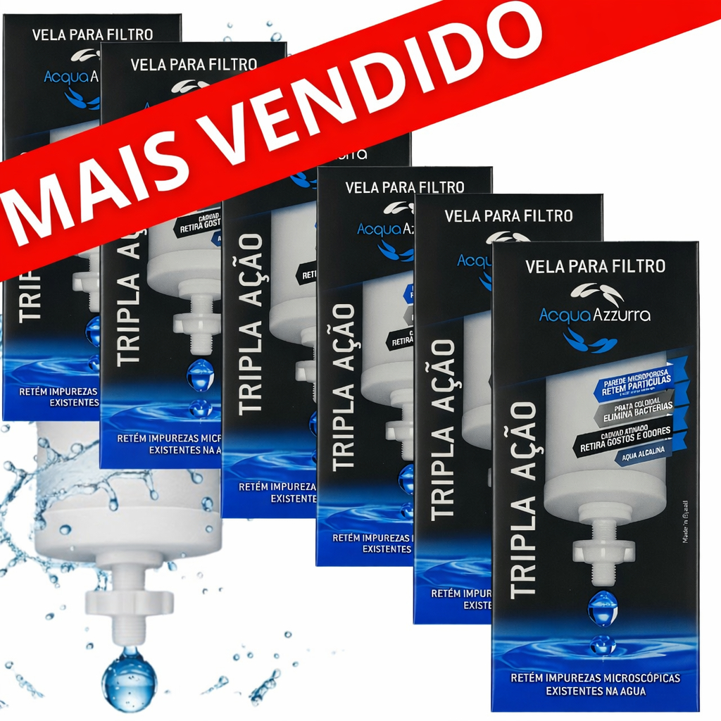 Velas Filtro de Barro Tripla Ação Carvão Ativado Prata Coloidal - SERVE PARA TODOS FILTRO DE BARRO