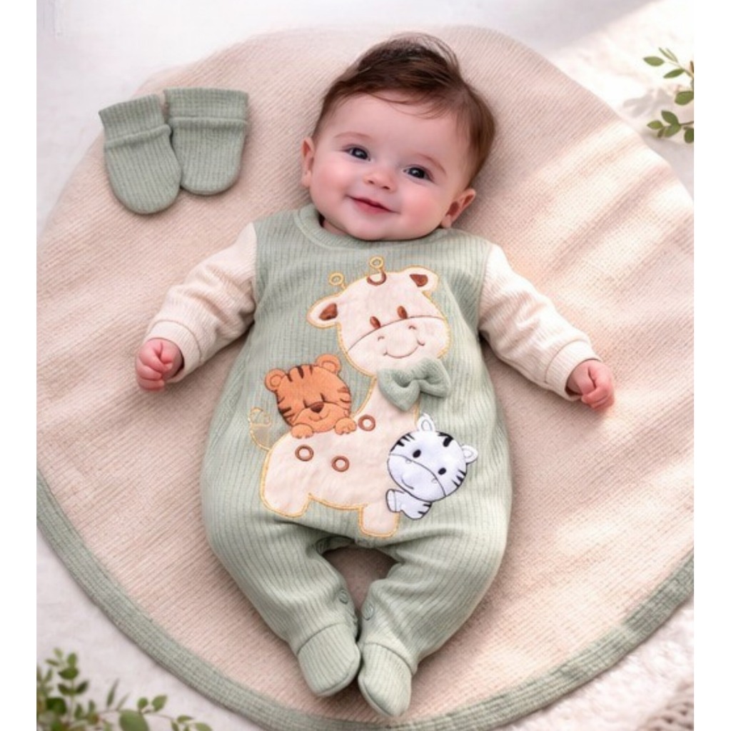 Saída Maternidade Menino Pedro 03 Peças Safari Malha Tricot Roupa de Bebê Menino em Oferta na Shopee