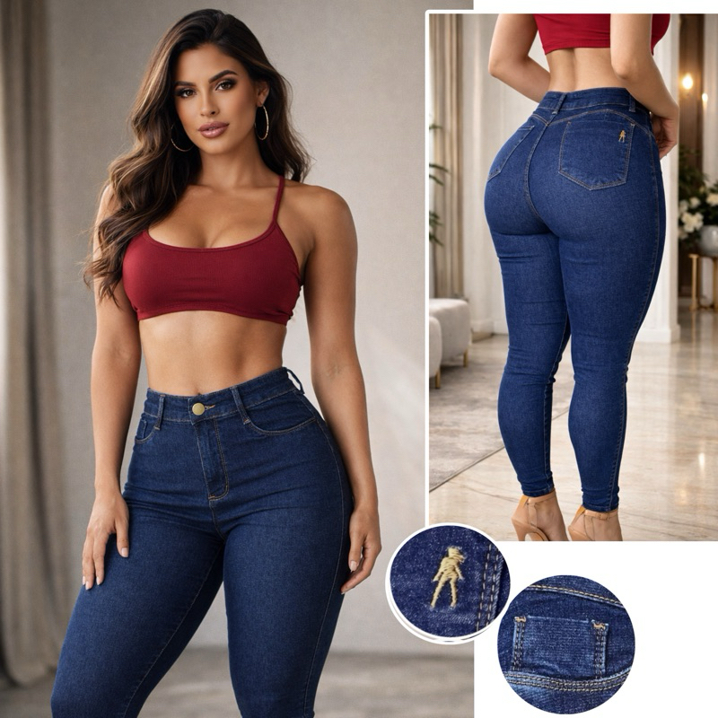 Calça Feminina Jeans Skinny Cintura Alta Com Lycra Levanta Bumbum Lançamento em Oferta na Shopee