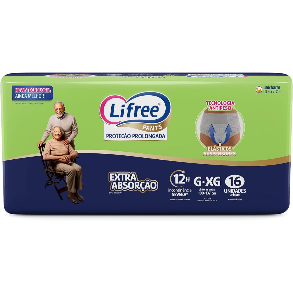 Lifree Fralda Geriátrica Tipo Calça Extra Absorção G/XG 16 Unidades