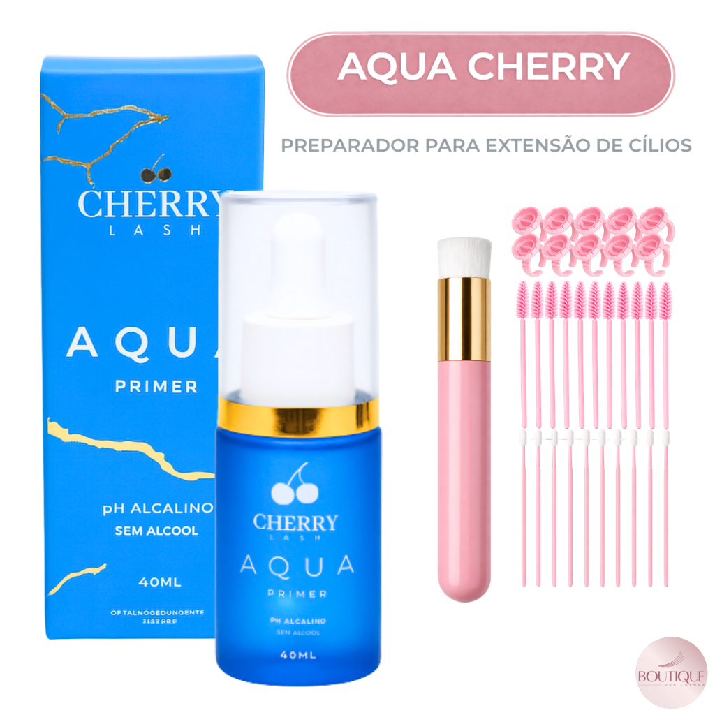 Aqua Primer Cherry Lash para Extensão de Cílios 40ml Acqua sem Álcool Retenção de Cílios