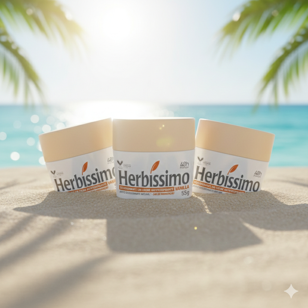 Kit 3 unid - Desodorante Creme Antitranspirante Herbíssimo Vanilla 55G em Oferta na Shopee
