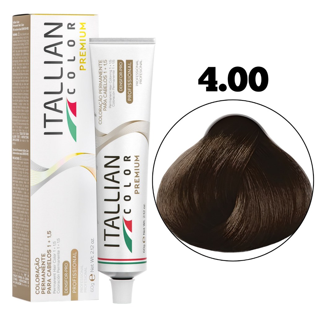 Coloração Itallian Color 4.00 Castanho Plus Professional 60g
