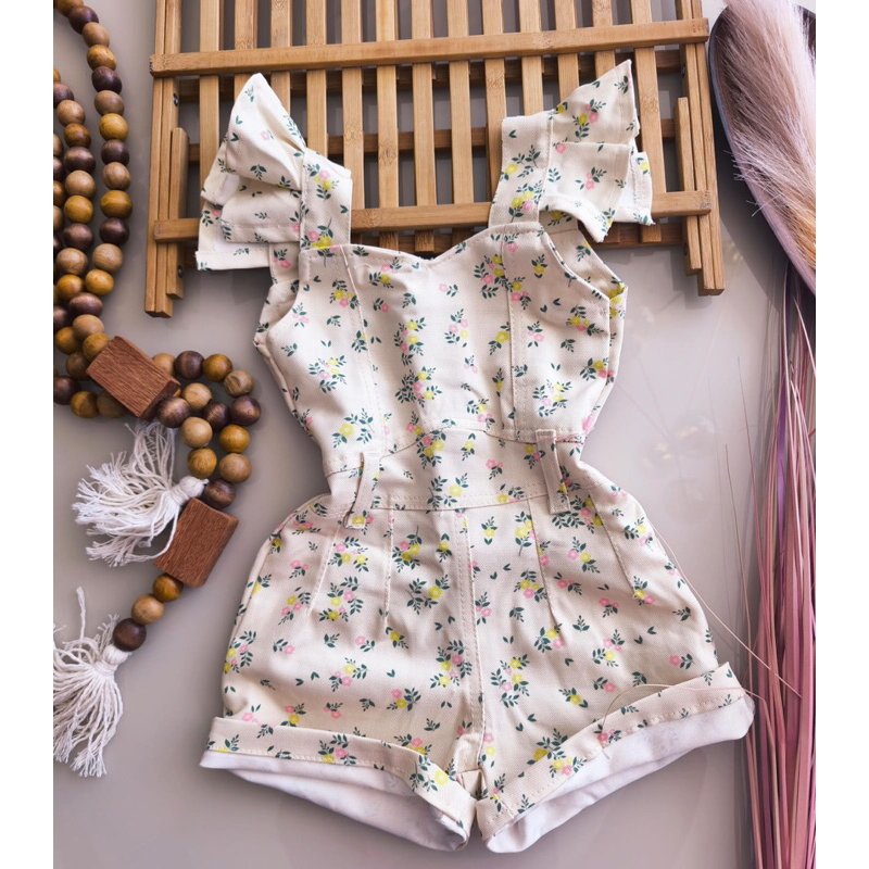 Macaquinho Infantil Feminino Jeans, Macaquinho Floral, Roupa Menina Verão, Macaquinho Babados