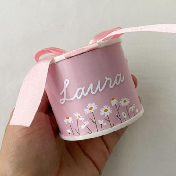Kit Tubolatas Personalizadas 5x6 margaridas jardim Lembrancinha Maternidade Chá de Bebê Aniversário