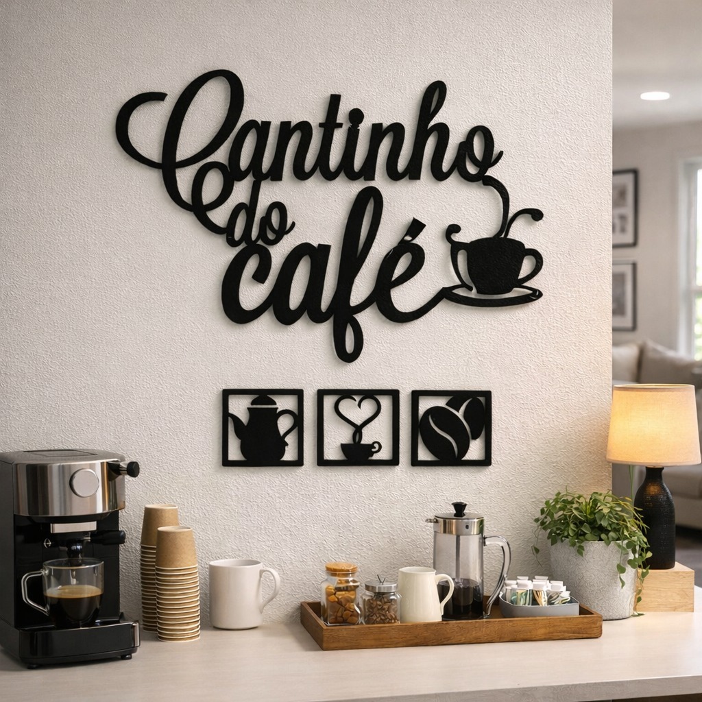 Kit 4 Placas Decorativas Para Cantinho do Café em MDF 3mm