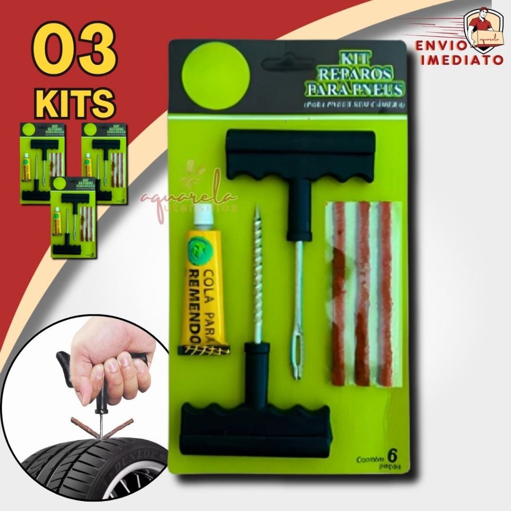 Kits de Reparo Para Pneu  Sem Câmara de Carro Moto Caminhão com 6 pçs cada