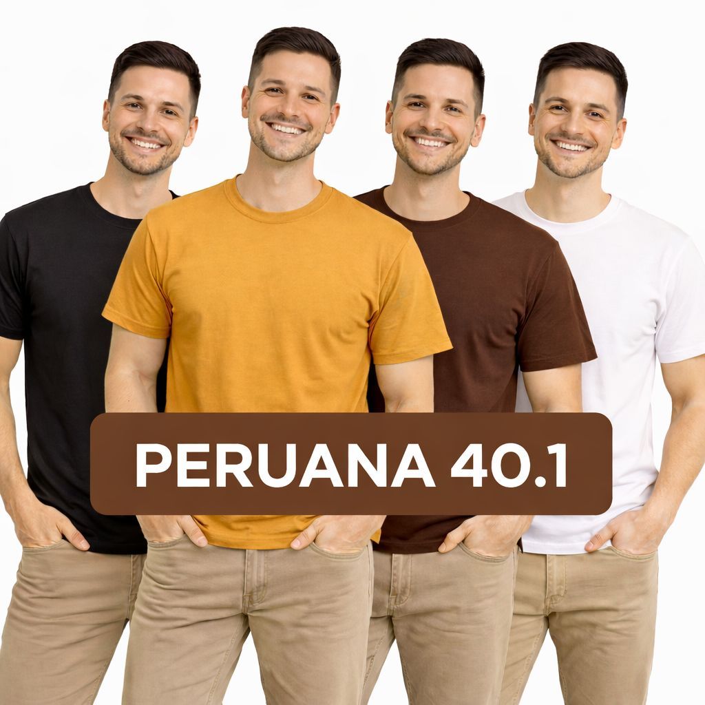 KIT 4 Camiseta Malha Peruana Cotton Pima Algodão 40.1 Conforto & Durabilidade Com elastano