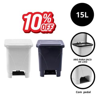 Lixeira 15 Litros com Pedal Cesto Reforçado Multiuso Para Banheiro, Restaurante e Decoração em Oferta na Shopee