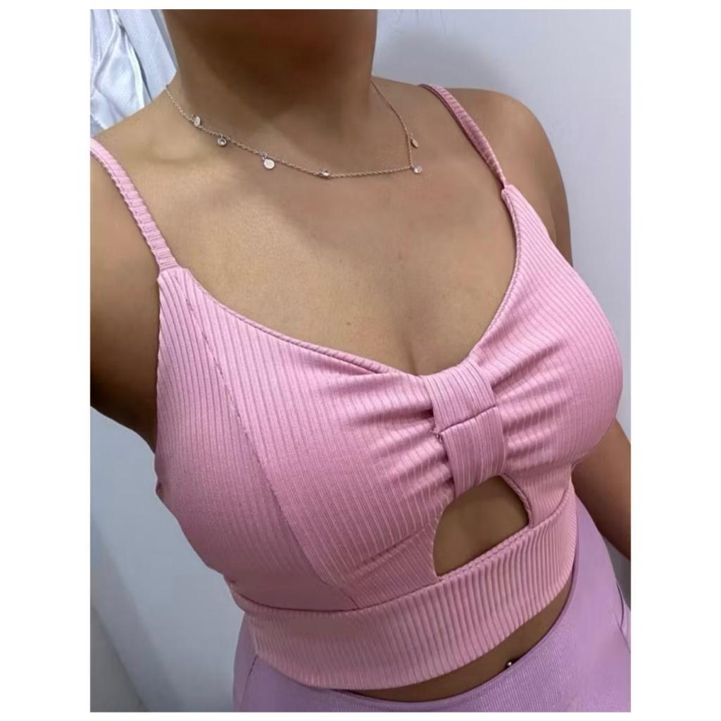 Top Cropped Canelado feminino com bojo de alcinha estiloso confortável