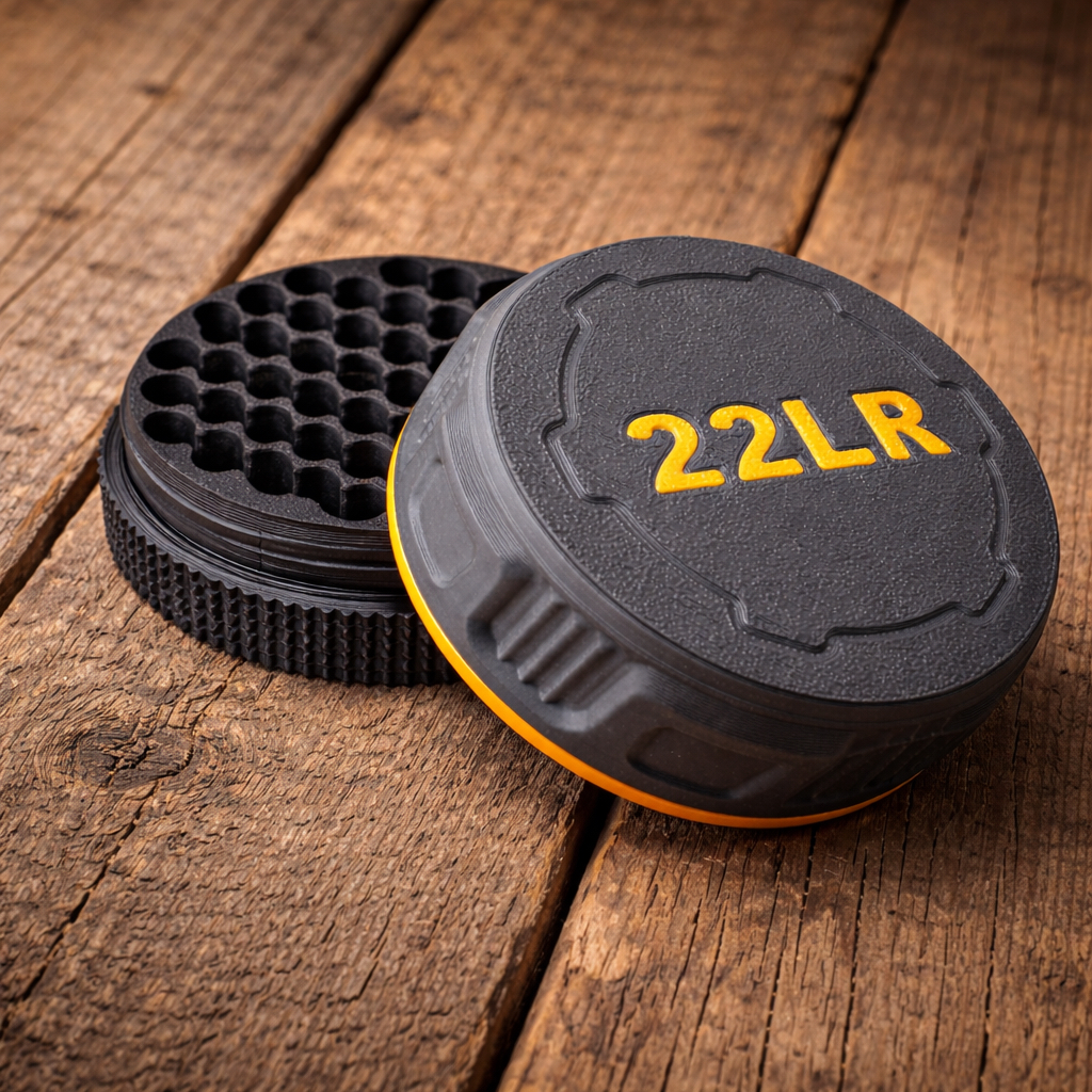 Estojo Organizador Porta Munição Calibre .22 para 55 Unidades Case de Armazenamento Tampa Rosqueável em Oferta na Shopee