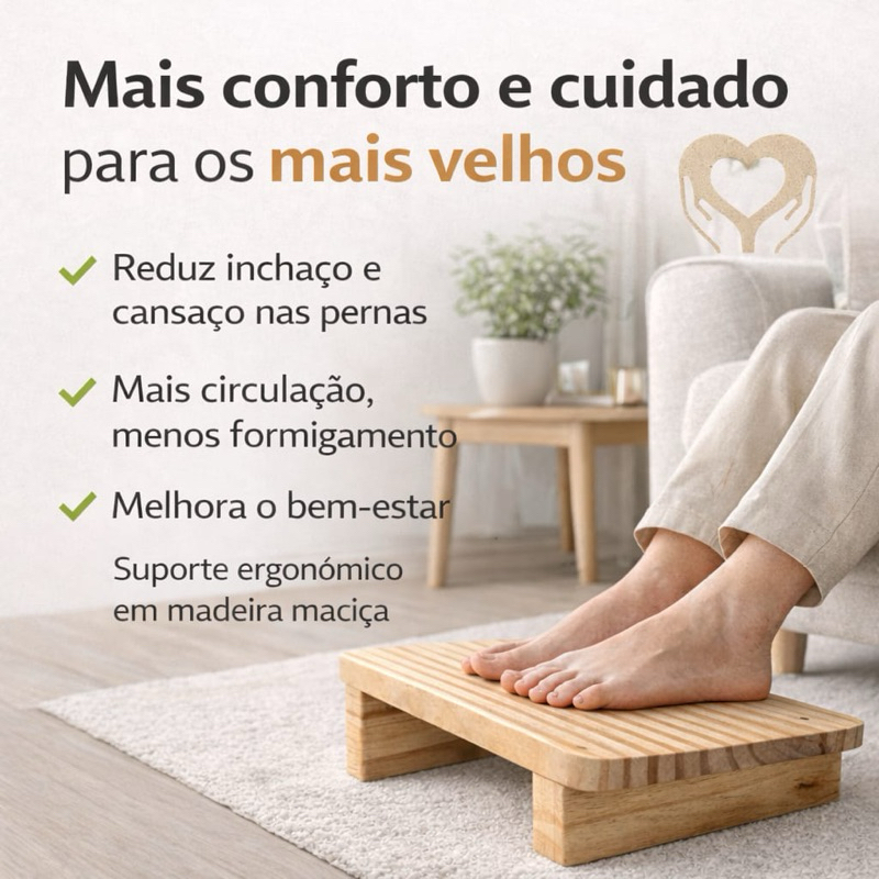 Suporte ergonômico para apoiar seus pés e pernas - reduz inchaços, cansaço dos pés e promove o bem estar
