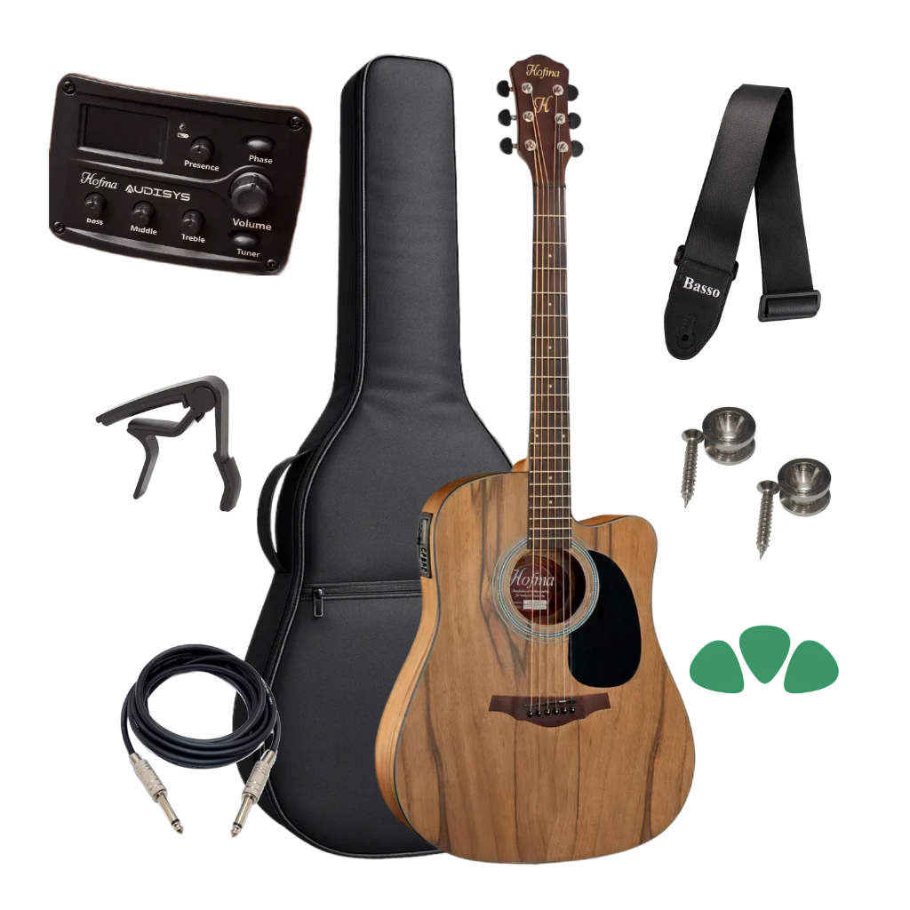 Violão Hofma Hmf270+CAPA S.F +CORREIA+CABO+CAPO+3PALETAS em Oferta na Shopee