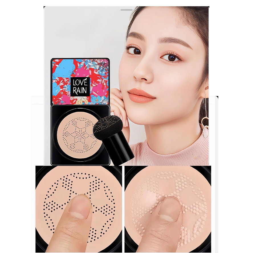 LOVÉ RAIN BB Cream/Base/Corretivo com Esponja de Cogumelo/Base Natural Lançamento de Novo em Oferta na Shopee