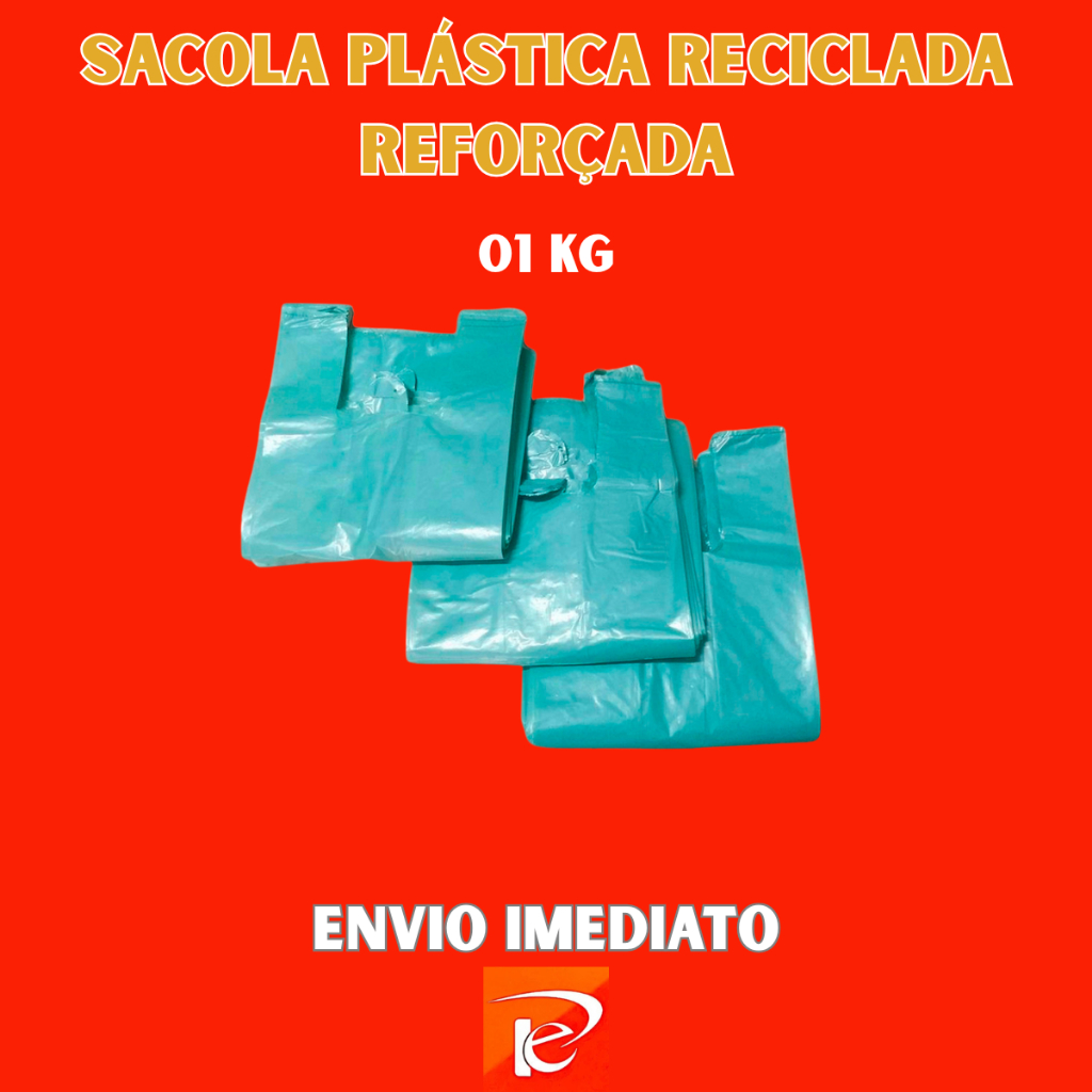 1kg Sacola Plástica Reciclada Reforçada Sacolinha Lojas, Mercados, Padarias, Açougue