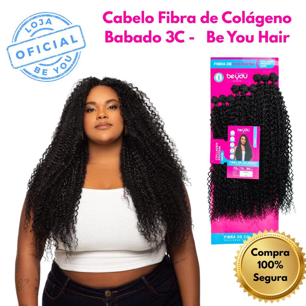 Cabelo Cacheado 4A volume natural Fibra de Colágeno 320g | 10 Telas Babado Be You