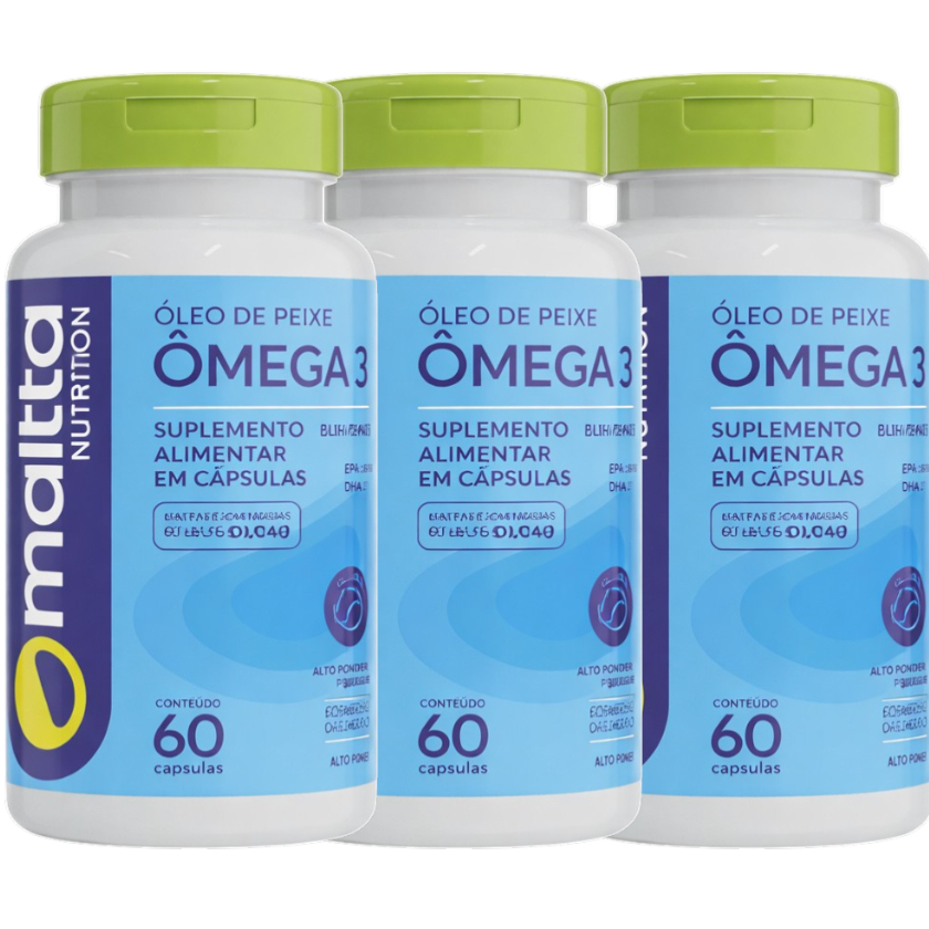 Kit c/3 Ômega 3 Duom - Óleo de Peixe 1000mg. Coração e Mente Saudáveis. 60 cápsulas.