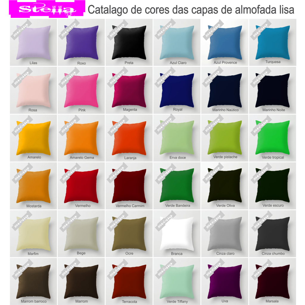 Capa De Almofada lisa c/ziper invisivel 45x45 , temos 36 Cores! em Oferta na Shopee