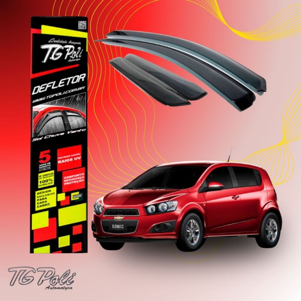 CALHA DE CHUVA AUTO-ADESIVA TG POLI 23.028 4PTS - CHEVROLET SONIC HATCH 2011/2012