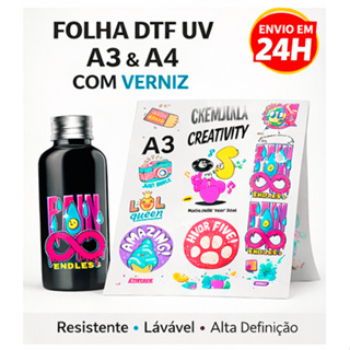 Impressão em Folha DTF UV Adesivos Tamanhos A3 e A4 envio em 24H em Oferta na Shopee
