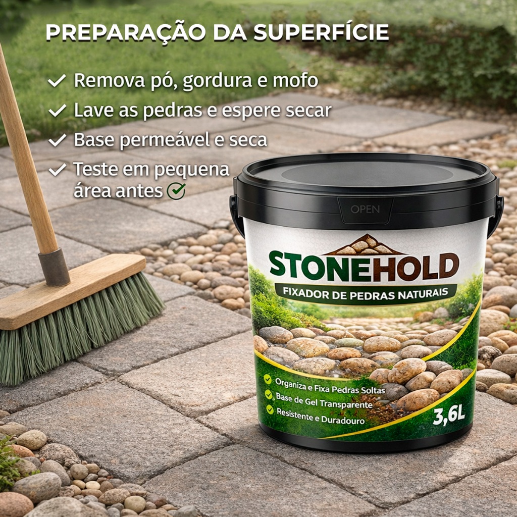 Fixador De Pedras Hold Stone 3,6L Para Pedras de Jardins Decorativas Seixos Lascas Canteiros Cola Pedra