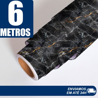 Papel de Parede Mármore Preto Dourado 6m | Efeito Luxuoso Autoadesivo - Sala | Quarto | Banheiro em Oferta na Shopee