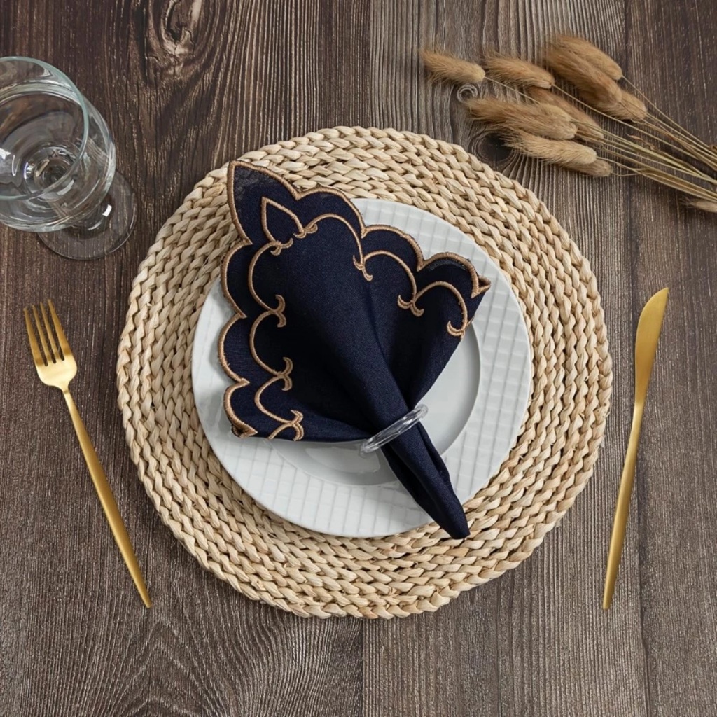 Kit de Guardanapos de Tecido Sparta Bordado 35x35cm