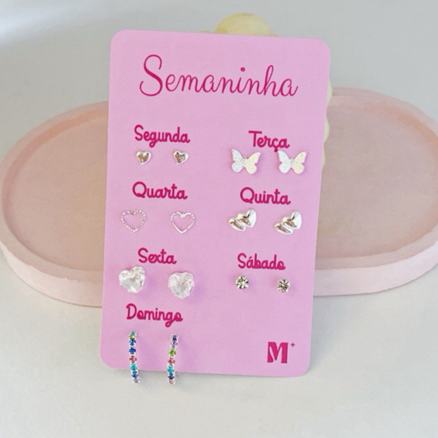 Brincos Semaninha Feminino Folheados a Prata 925 Cartela 7 Pares em Oferta na Shopee