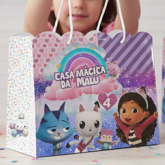 Sacolinha Personalizada A Casa Mágica da Gabby lembrancinha aniversário guloseimas