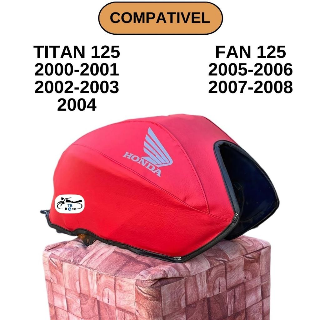 Capa Tanque Moto Titan 125 2000/2001/2002/2003/2004/ Fan 125 2005/2006/2007/2008 Vermelha