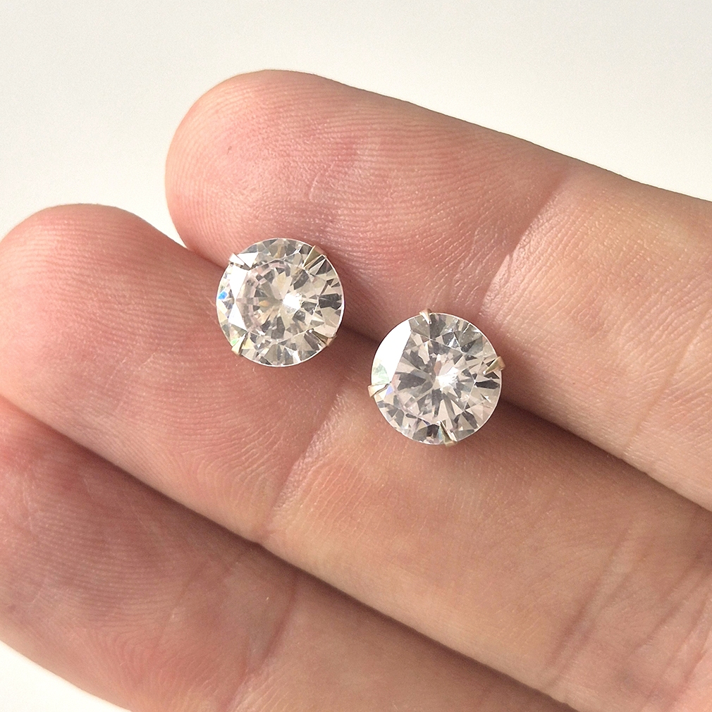 Brinco Ponto de Luz 8mm Prata 925 Legítima Zircônia Redondo Brilhante Masculino e Feminino em Oferta na Shopee