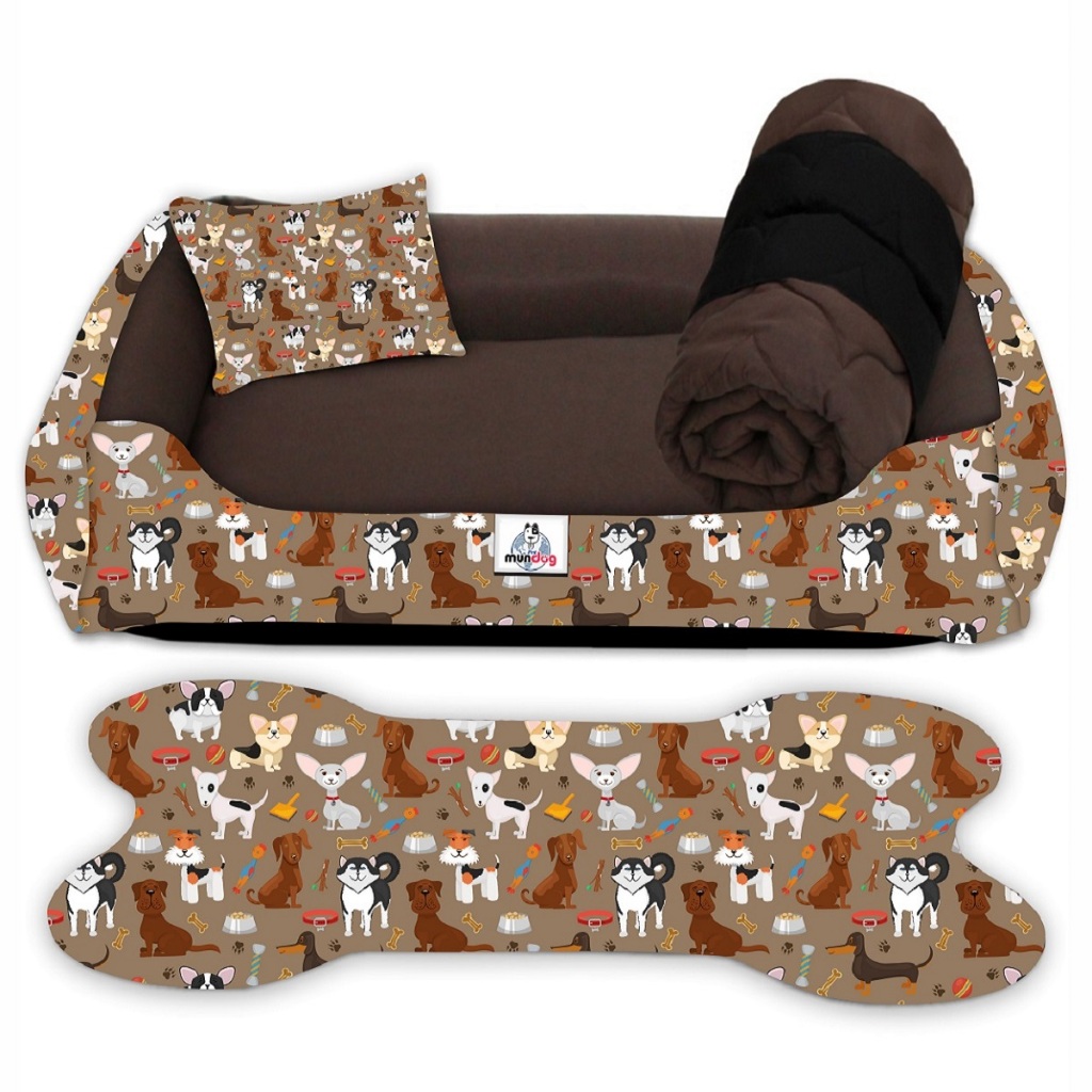 Caminha Pet Cachorro Gato Casinha Kit 04 Peças Tamanho P Fundo Impermeável Com Zíper