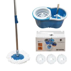 Esfregão Mop Giratório 360 Tronos Balde 12L Limpeza Profissional com 3 Refis Microfibra