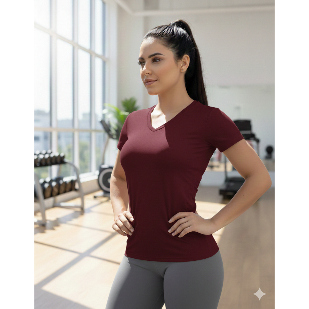 Camiseta Feminina Blusa Baby Look Academia  Esportes Proteção Uv Dry Corrida Linha Premium Poliester Com Elastano