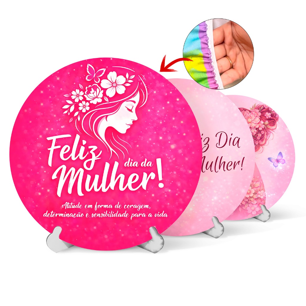 Painel Redondo 8 De Março Mulher Tecido Sublimado C/ Elástico 50x50cm em Oferta na Shopee