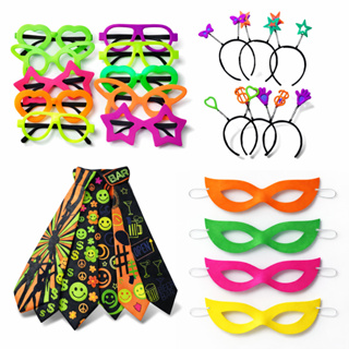 Kit Balada Festa Neon Casamento 40 peças 10 Óculos 10 Tiaras 10 Gravatas 10 Máscaras - Adereços Decoração em Oferta na Shopee