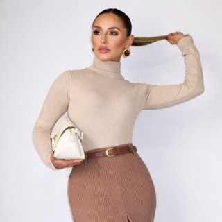 Blusa Feminina Gola Alta  Tricot Premium Elegante Basica Casual Inverno Cacharrel Sueter Cacharrel em Oferta na Shopee