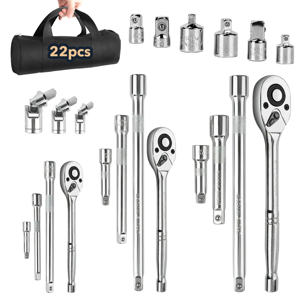 Ferramenta De Chave Kit De  22 Peças Jogo De Soquetes Chave Catraca Reversível Com Maleta Jogo De Ferramentas Completo