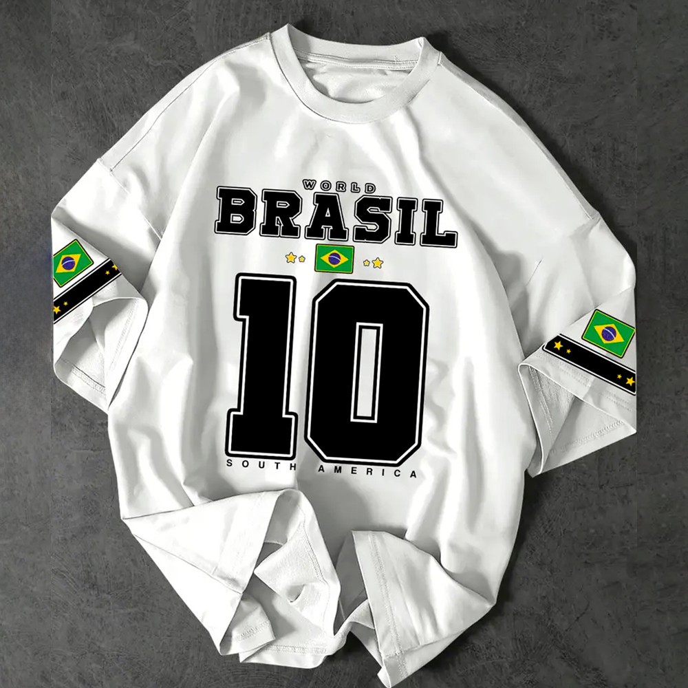 Camiseta Oversized 100% Algodão Estampa Copa do Mundo 2026 Seleção Brasileira Hexa Torcedor Futebol