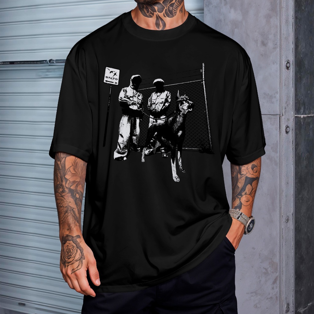 Camiseta Oversized Streetwear Cão Bravo Dog Doberman Gangster Estampada REF 3427