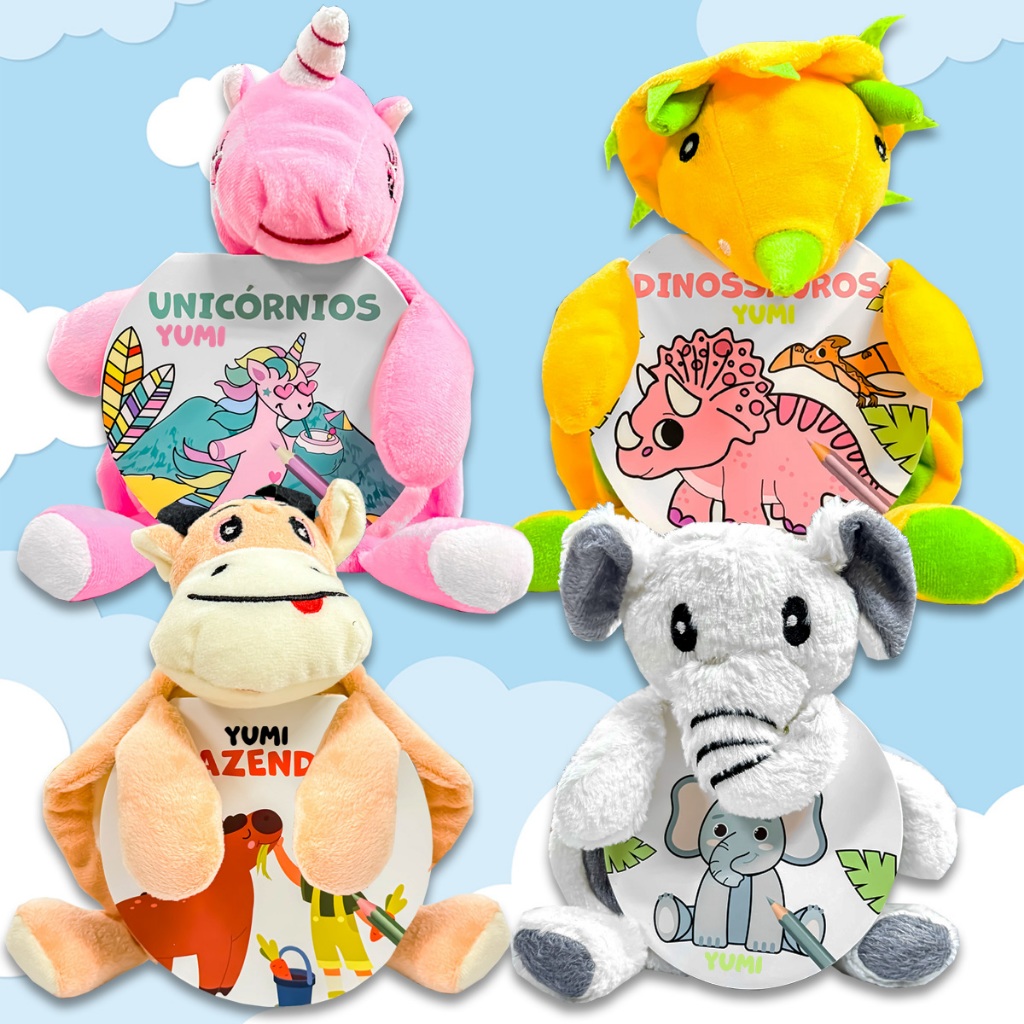 Coleção Livros de Colorir Infantil Com Pelúcias Fofinhas Naninha Animais  - Atividades De Pintura E Sensorial