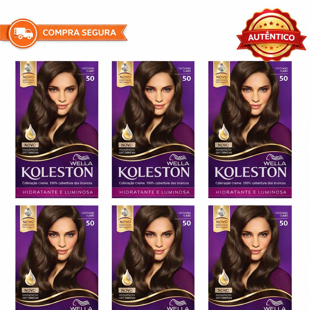 Kit Com 6 Coloracão Tinta Koleston 50 Castanho Claro Castanho Claro