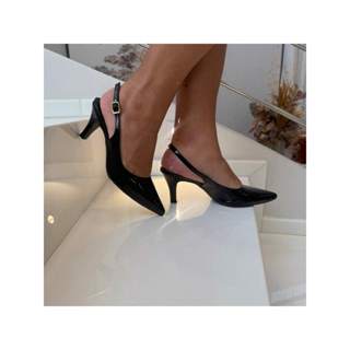 SCARPIN FEMININO ABERTO ATRAS ABOTOAMENTO EM FIVELA SALTO 7.5 CM em Oferta na Shopee