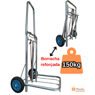 Carrinho De Mão Dobrável Bagagem 150kg carga Maleiro Caixa Térmica Cooler Praia Feira Sacoleira Jumbão em Oferta na Shopee
