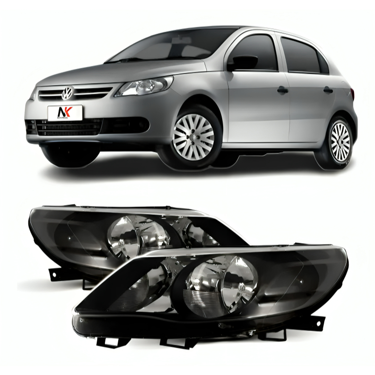Par/UN Farol Gol Saveiro G5 2008 Á 2013 Foco Duplo Máscara Negra FAROL GOL SAVEIRO VOYAGE G5