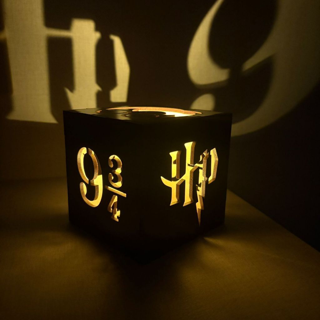 Luminária Decorativa Harry Potter Caixa MDF com Vela Led Luz Quente